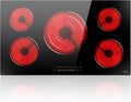 36 Inch Electric Cooktop 5 Burner Electric Stove Top 9200W, Triple‑Ring Central Burner, 9‑Level Slide Control, Touch Control with Safety Lock, 99‑Mins Timer, Pause, Built‑In Size 34.25×19.29 Inch
