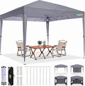 COBIZI 10x10 Pop up Canopy Tent, 10 by 10 Easy Setup Pop up Gazebo with 4 Sidewalls & Center Lock, Small Portable Instant Waterproof Outdoor Tent Canopy for Patio Backyard Vendor Event Sports (Gray)