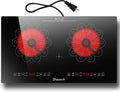 2 Burner Electric Cooktop - 24 Inch Electric Stove Built-in(23'x13') and Countertop(24'x14'), Two Burner Ceramic Cook Top with Child Lock, Timer, Sensor Touch Control, 110V Plug in