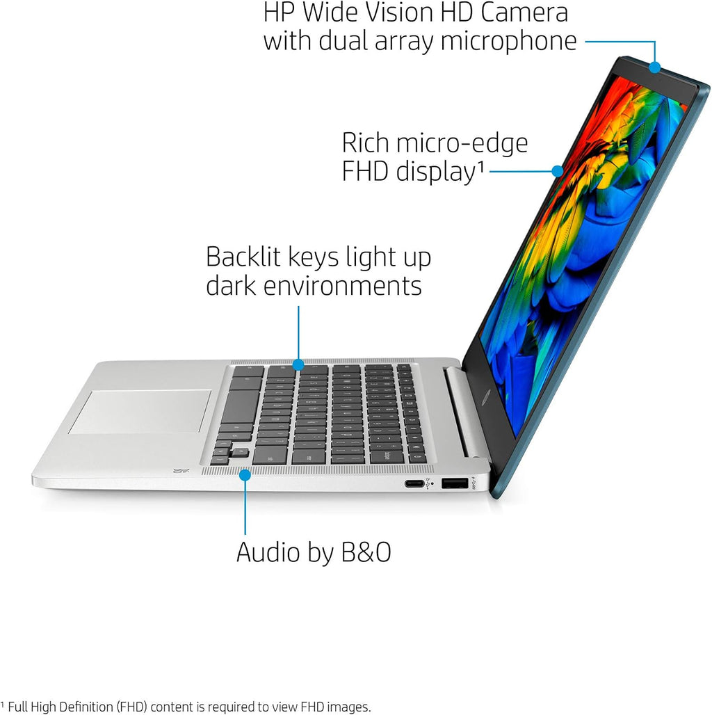 HP Chromebook 14-inch FHD Laptop, Intel Celeron N4000, 4 GB RAM, 32 GB eMMC, Chrome (14a-na0090nr, Forest Teal)