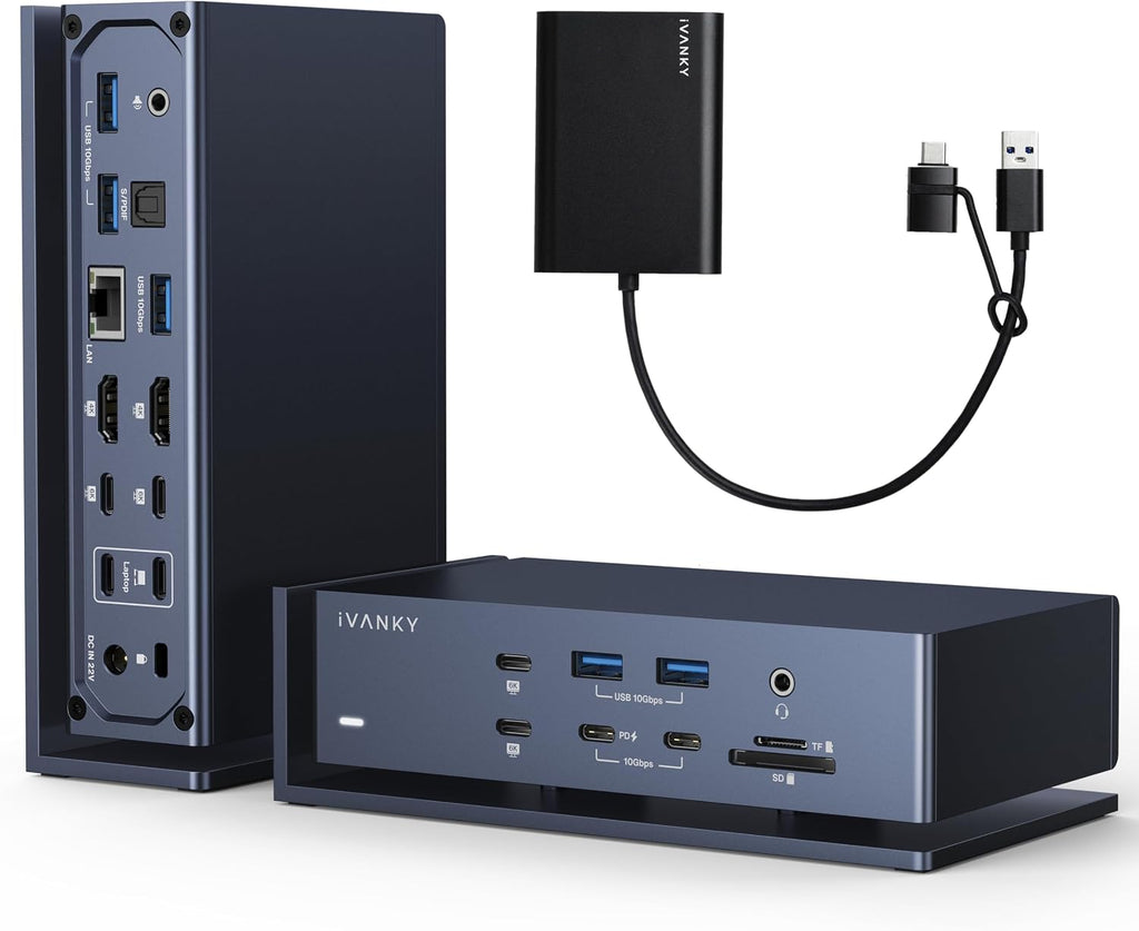 iVANKY FusionDock Max 1 with DisplayLink Adapter, Dual Thunderbolt 4 Chips for six Extended displays for M5/M4/M3/M2/M1 Pro/Max MacBook，Quad 6K@60Hz and Dual 4K@60Hz