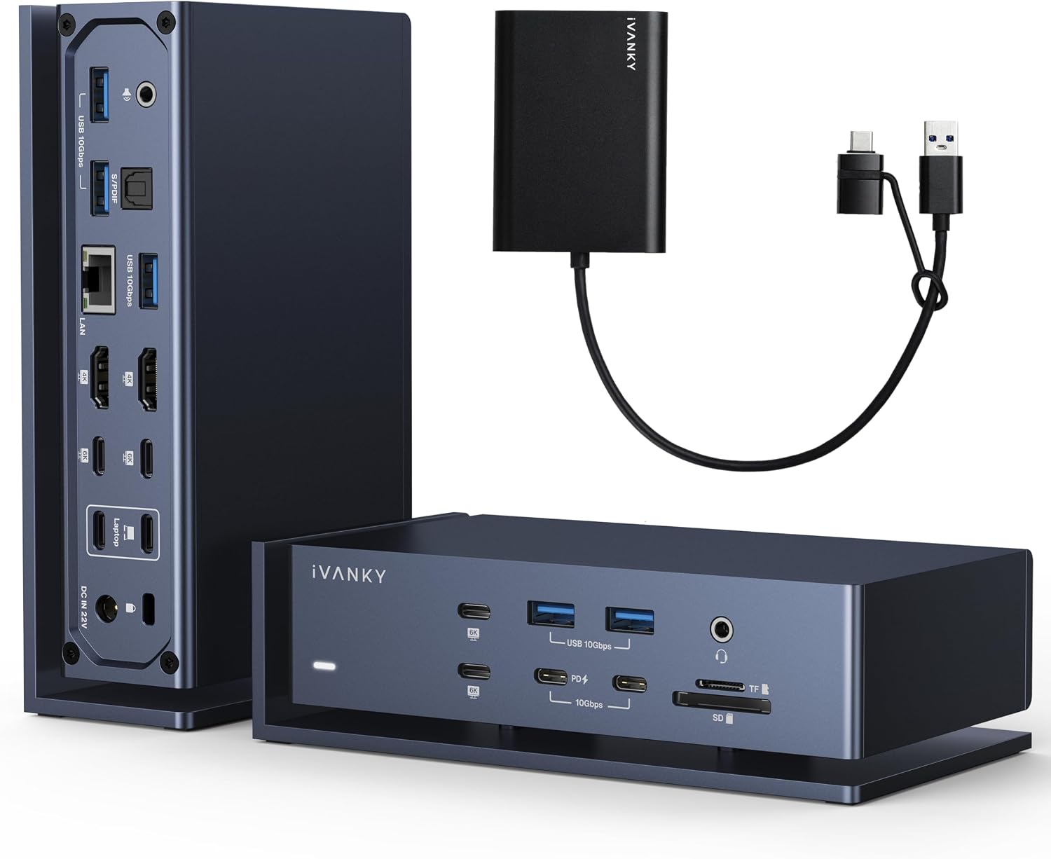 iVANKY FusionDock Max 1 with DisplayLink Adapter, Dual Thunderbolt 4 Chips for six Extended displays for M5/M4/M3/M2/M1 Pro/Max MacBook，Quad 6K@60Hz and Dual 4K@60Hz