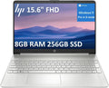 HP 15 Laptop for Business and Students (15.6' FHD, Intel 6-Core i3-1215U, 8GB RAM, 256GB SSD), Narrow-Bezel, Fingerprint Reader, 10-Hr Long Battery Life, Webcam, Numpad, HDMI, Win 11 Pro in S Mode