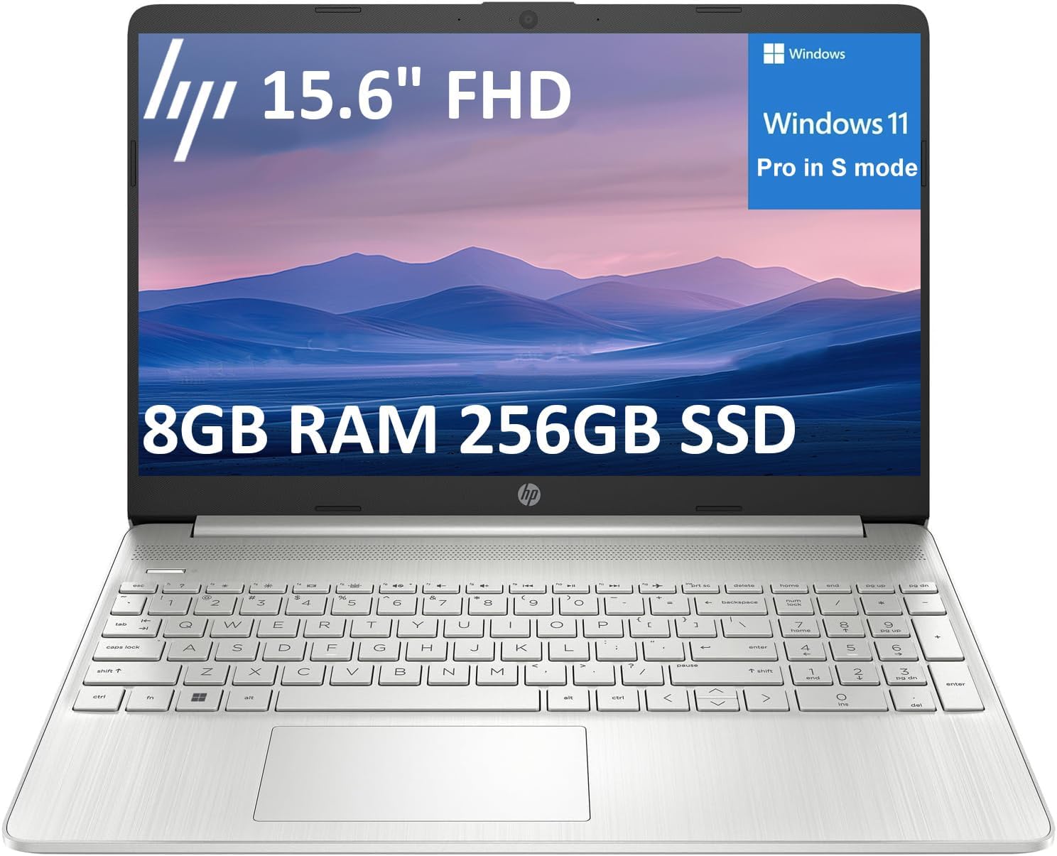 HP 15 Laptop for Business and Students (15.6' FHD, Intel 6-Core i3-1215U, 8GB RAM, 256GB SSD), Narrow-Bezel, Fingerprint Reader, 10-Hr Long Battery Life, Webcam, Numpad, HDMI, Win 11 Pro in S Mode
