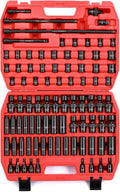 CASOMAN 87PCS 3/8' Drive Master Impact Socket Set, SAE & Metric Standard, Deep, Swivel Sockets,Cr-MO Steel, Includes Star and Inverted Star Socket, Impact Universal Joint, Extension Bars