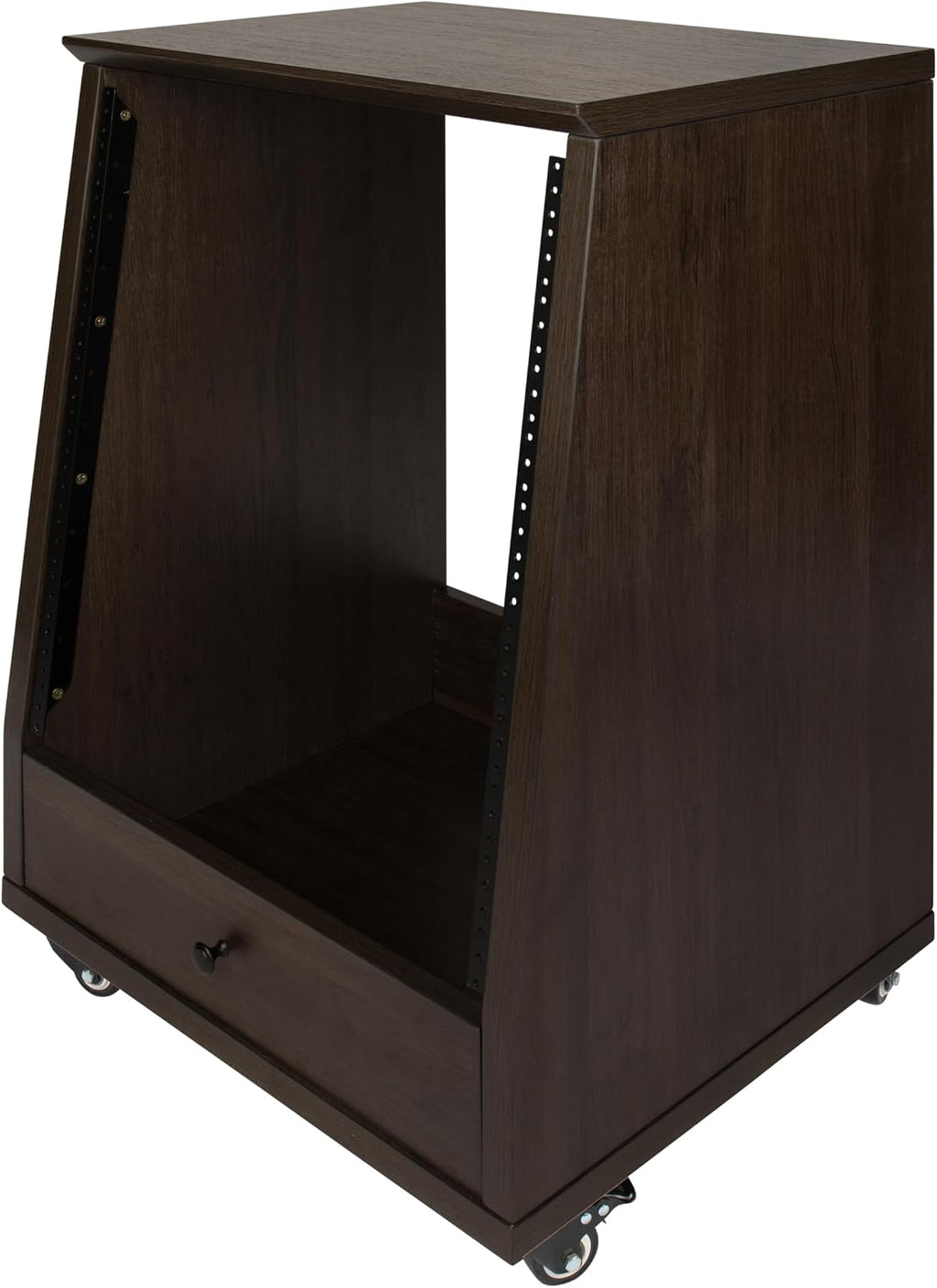 Gator Frameworks Elite Furniture Series 12U Angled Studio Rack with Locking Casters, Dark Walnut Brown Finish (GFW-ELITESTUDIORK12-BRN)
