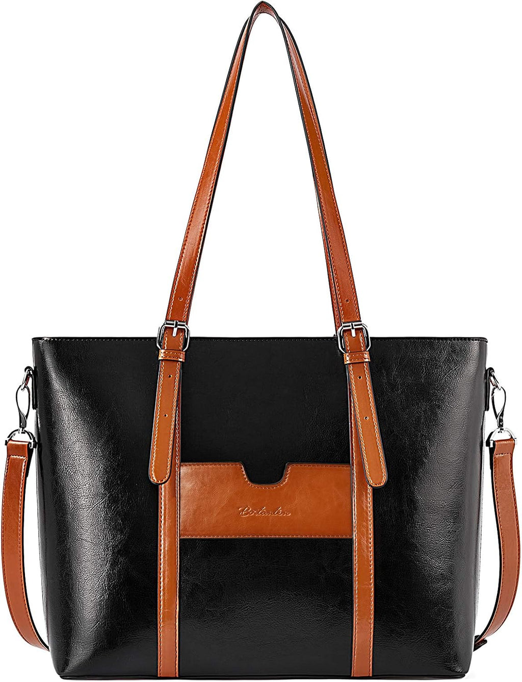 BOSTANTEN Leather Laptop Bag Work Tote for Women Shoulder Handbag Briefcase 15.6 inch Satchel Computer Bag