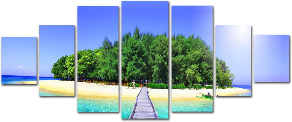 Startonight Huge Canvas Wall Art - Road to Island Beach Large Framed Set of 7 40' x 95'
