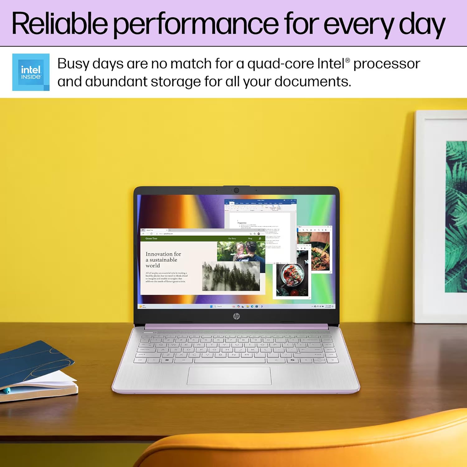 HP 14' Flagship Laptop 2025 AI-Powered Computer, Office Lifetime, Student Business, 4-Core Intel CPU, 16GB RAM 628GB Storage (128GB UFS+ 500GB Ext), Long Battery HubxcelAccessory Win 11 Pro Lavender