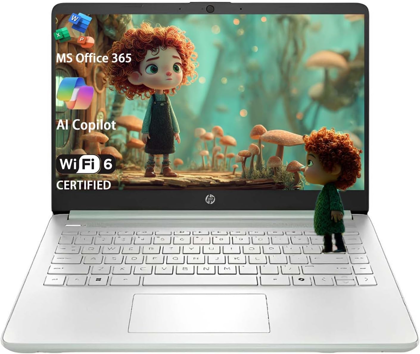 HP Stream 14 Student Business Laptop, Microsoft Office 365, Copilot AI, Intel N150 Processor(Quad-core), 16GB RAM, 128GB UFS, Willow Green, Windows 11 Home, with 5ave Kit