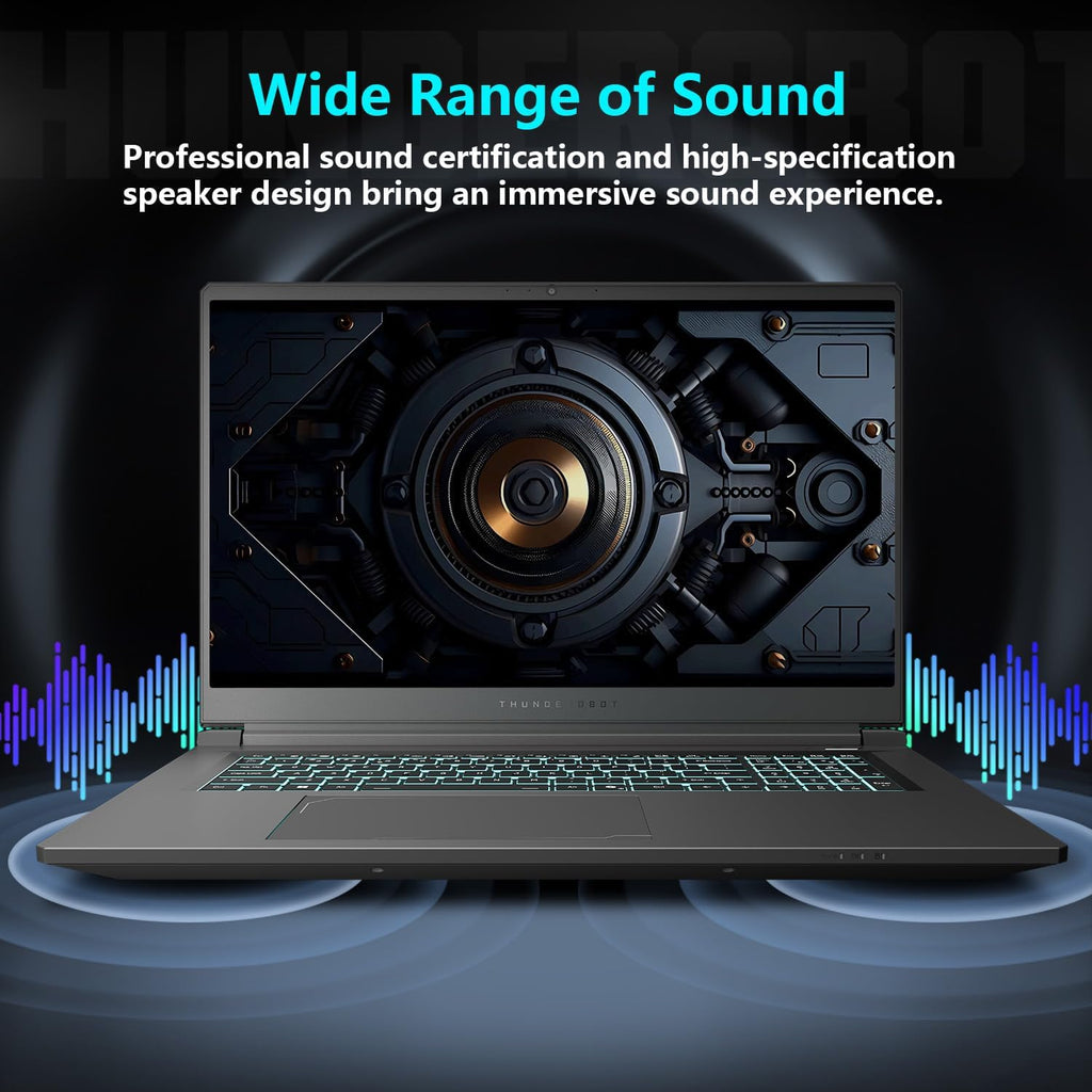 Thunderobot Storm 17 5060 17 inch Gaming Laptop, 17.3' QHD 165Hz 2K Display, Core i7-13620H, GeForce RTX 5060, 16GB DDR5 RAM, 1TB SSD, HDMI, Type-C, RGB Backlit Keyboard, Wi-Fi 6, Win 11 Home