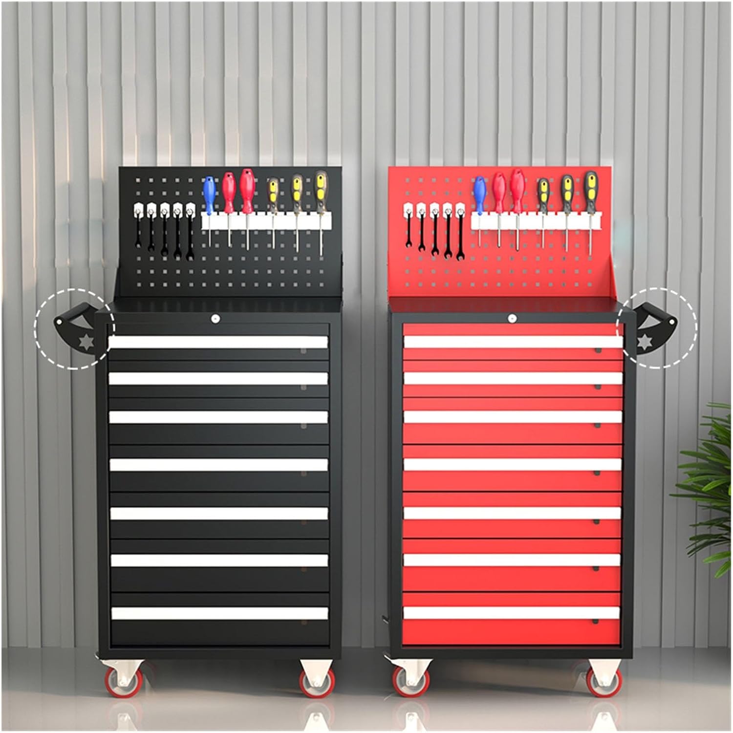 Multifunctional 7 Drawer Rolling Tool Chest, Multifunctional Toolbox with Wheels, Tool Organizer Box for Garage, Warehouse, Workshop, Repair Shop for Garage(Blue)