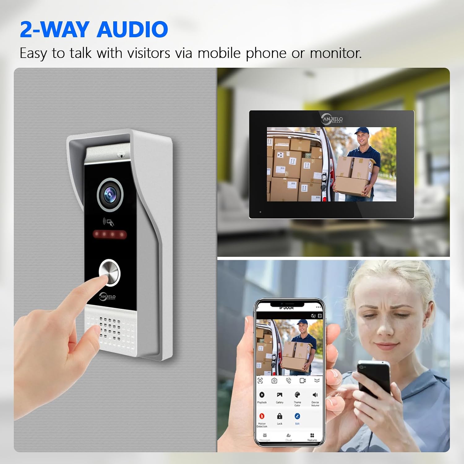 Wired Video Doorbell Apartment Intercom System with 1080P HD Camera,2PC 10 Inch Touch Screen Monitor,3 in 1 Unlock,Motion Detect,TUYA WiFi Smart Home Video Intercom Door Phone Kits for Villa Home
