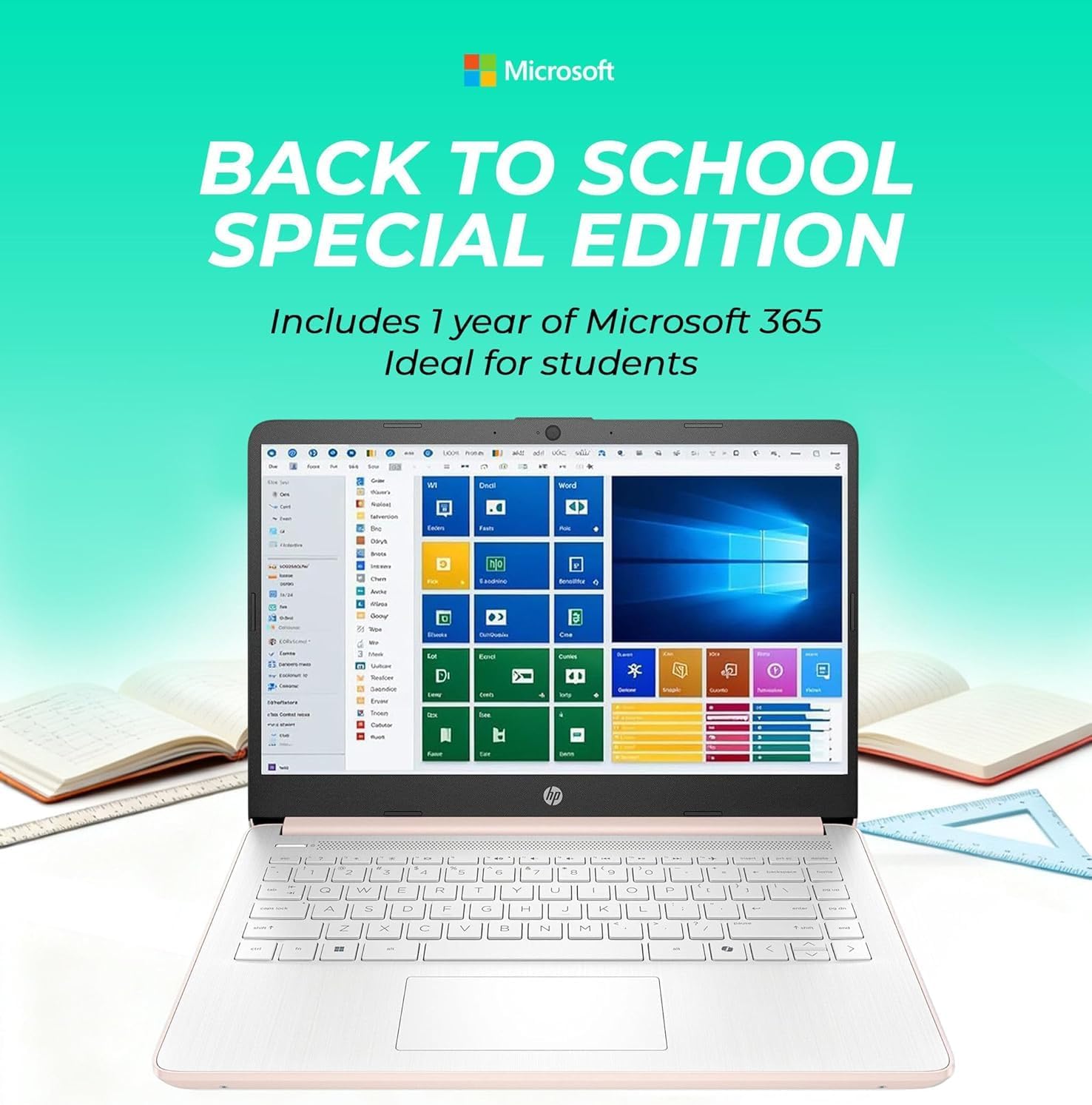 HP Essential Laptop with Office 365 - Copilot AI - Intel Core | Thin & Portable, Anti-Glare Display, 1TB OneDrive + 64GB SSD, Win11, 12hrs Battery, Fast, Smart, Home & Student Friendly