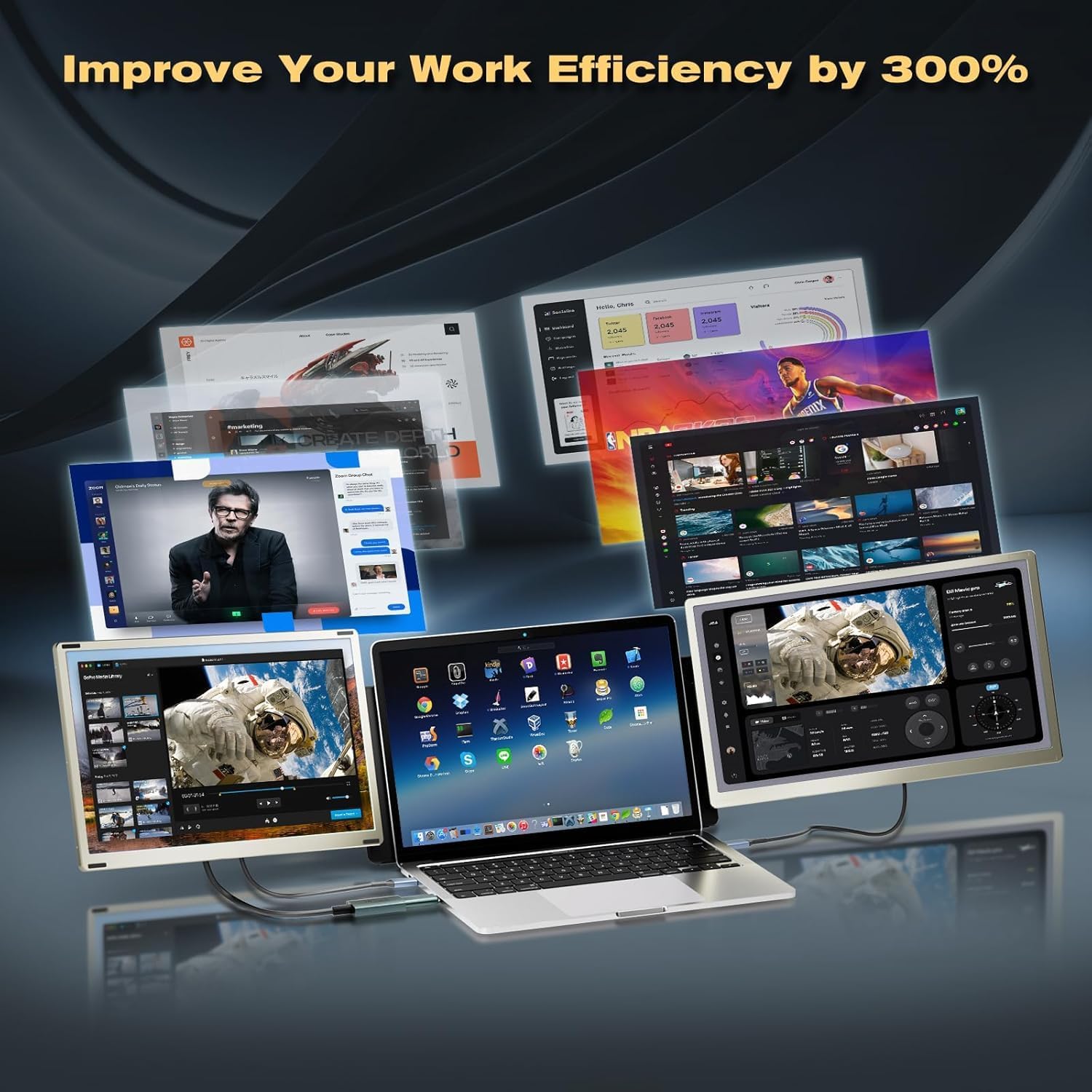 Teamgee 15.6' Laptop Screen Extender | Portable Monitor for 13-17' Mac/Windows Laptops | 120% sRGB FHD, Metal Stand, 235° Rotation, Ideal for Hybrid Work