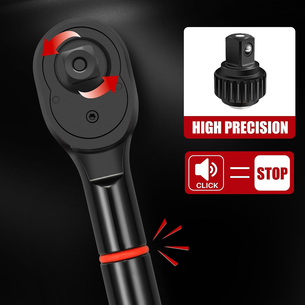3/4-Inch Drive Click Torque Wrench - 150-1000 Ft-Lb/203.3-1355Nm, Dual-Direction Adjustable 48 ToothTorque Wrench, Accuracy 3% for Car, Truck, Tractor, Maintenance and Product Assembly
