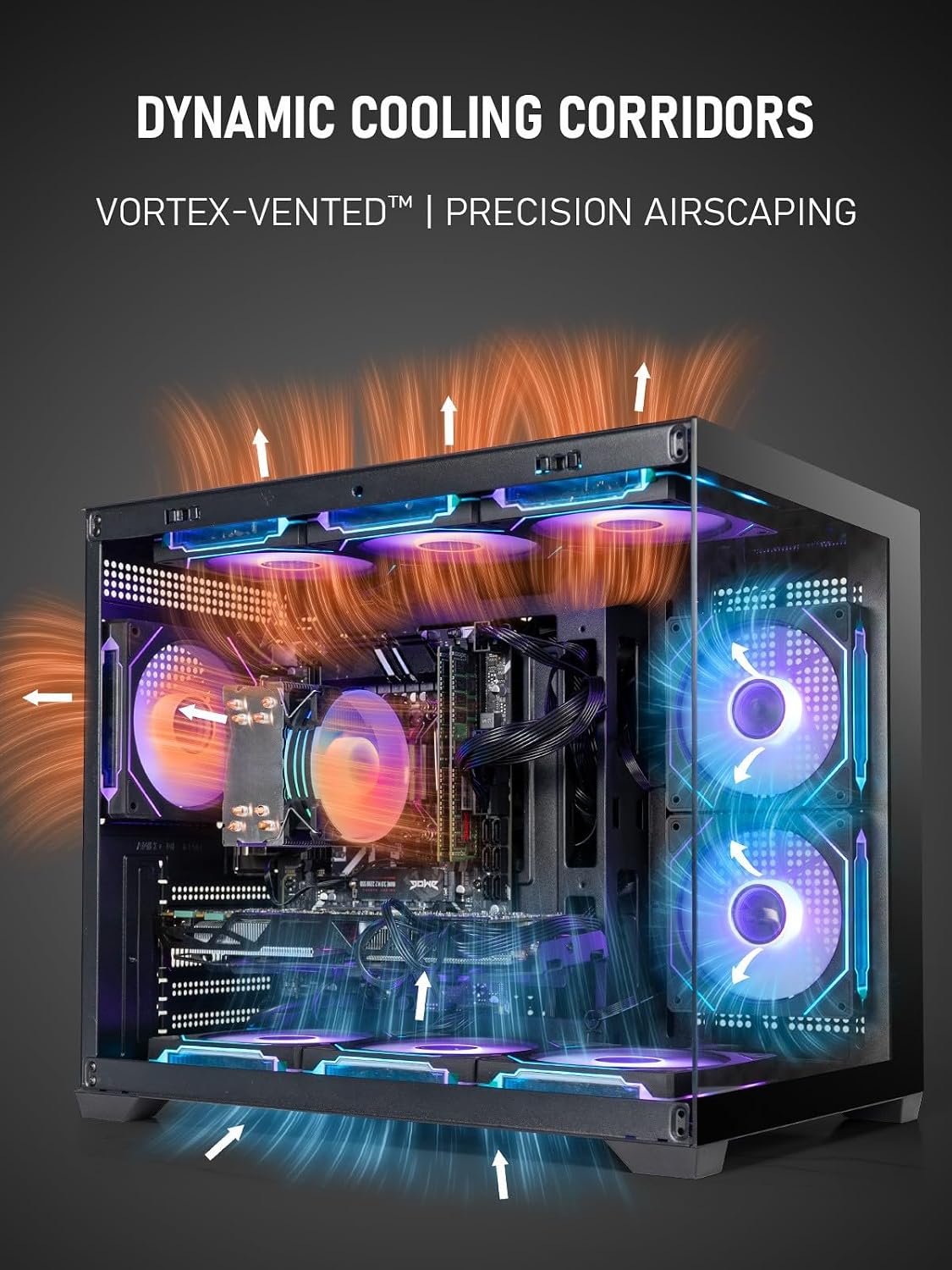 Gaming PC Desktop – Ryzen 7 5800X up to 4.7GHz, Radeon RX 6600 XT 8GB GDDR6, 16GB DDR4 RAM, 1TB NVMe SSD, WiFi 6 & BT 5.4, 9× ARGB Fans, 650W PSU, WIN11P, RGB Keyboard & Mouse