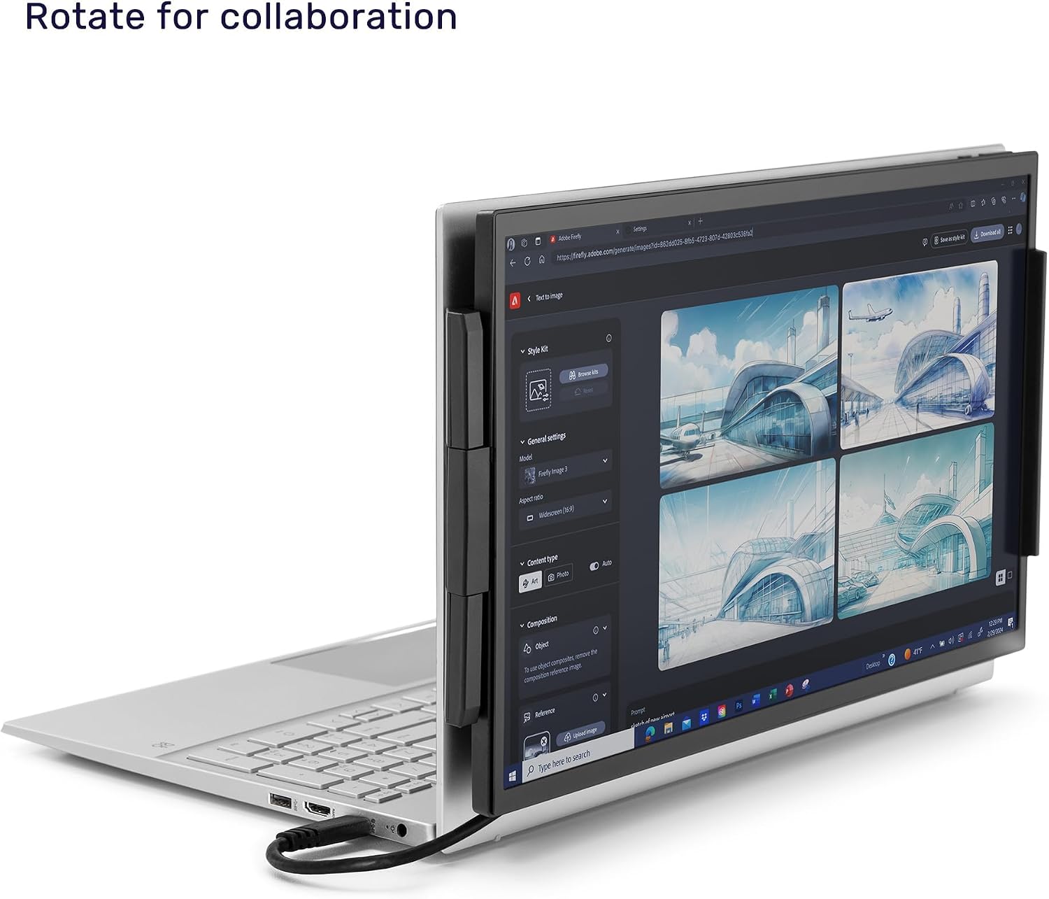 SideTrak Swivel 15.6' Attachable Portable Monitor for Laptop | FDH TFT Laptop Dual Screen | Mac, PC & Chrome Compatible | Swivel Hinge Laptop Screen Extender | USB-C Port