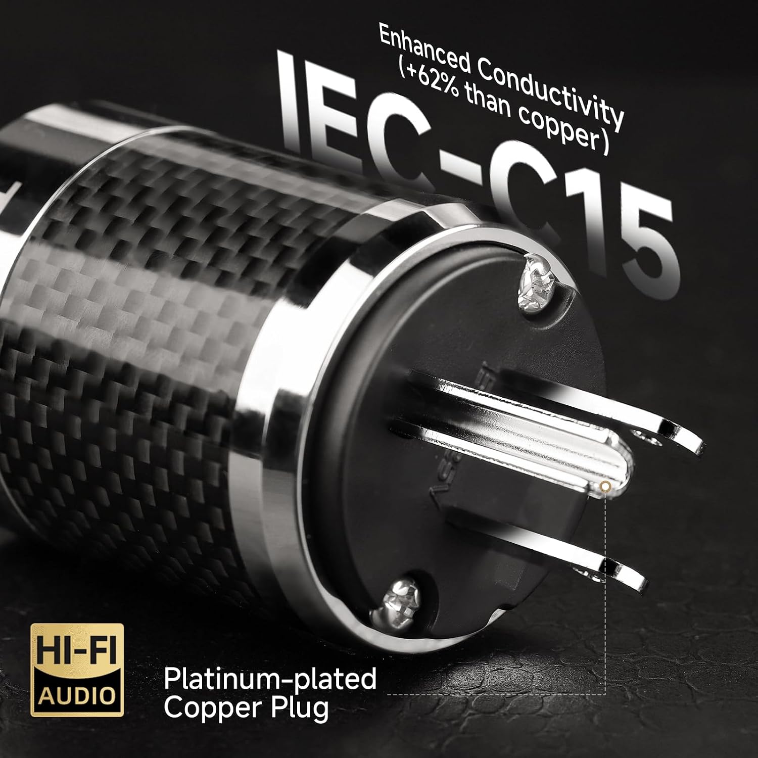TODN HiFi Audio Power Cable for Audiophile with Silver-Plated OFC, Platinum-Plated 3 Prong Power Cord Plug/IEC C15, Φ17.5mm, 9.8ft/3m