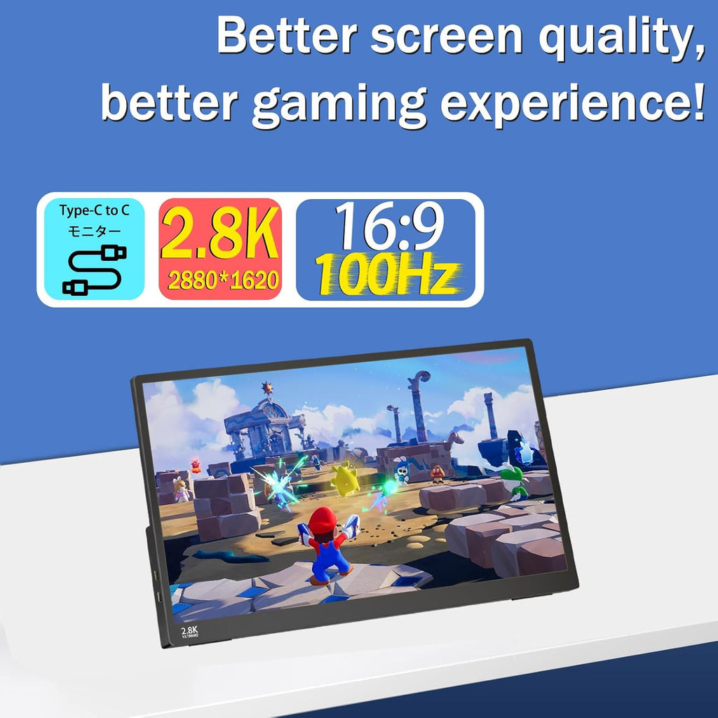 Portable Monitor Touchscreen 15.6' 2.8K Laptop Screen Extender 2880x1620,100Hz,100％sRGB,w/45° Adjustable Stand,mini HDMI USB-C Computer Display for Laptop PC Phone Mac