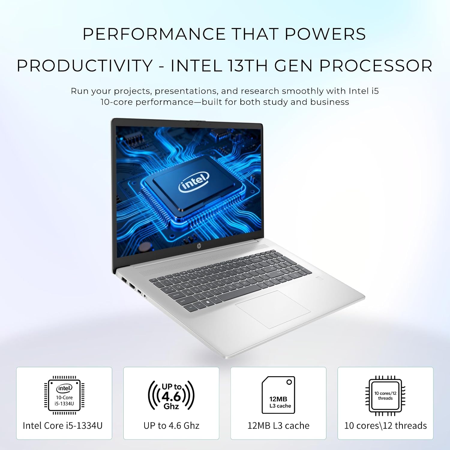 HP 17t Laptop Computer, 17.3' FHD(1920×1080), Intel 10-Core i5-1334U, Backlit KB, Fingerprint, Win 11 Pro Laptop for Business & Students, Redragon Patent Kit(External Optical Drive), 16GB RAM, 1TB SSD