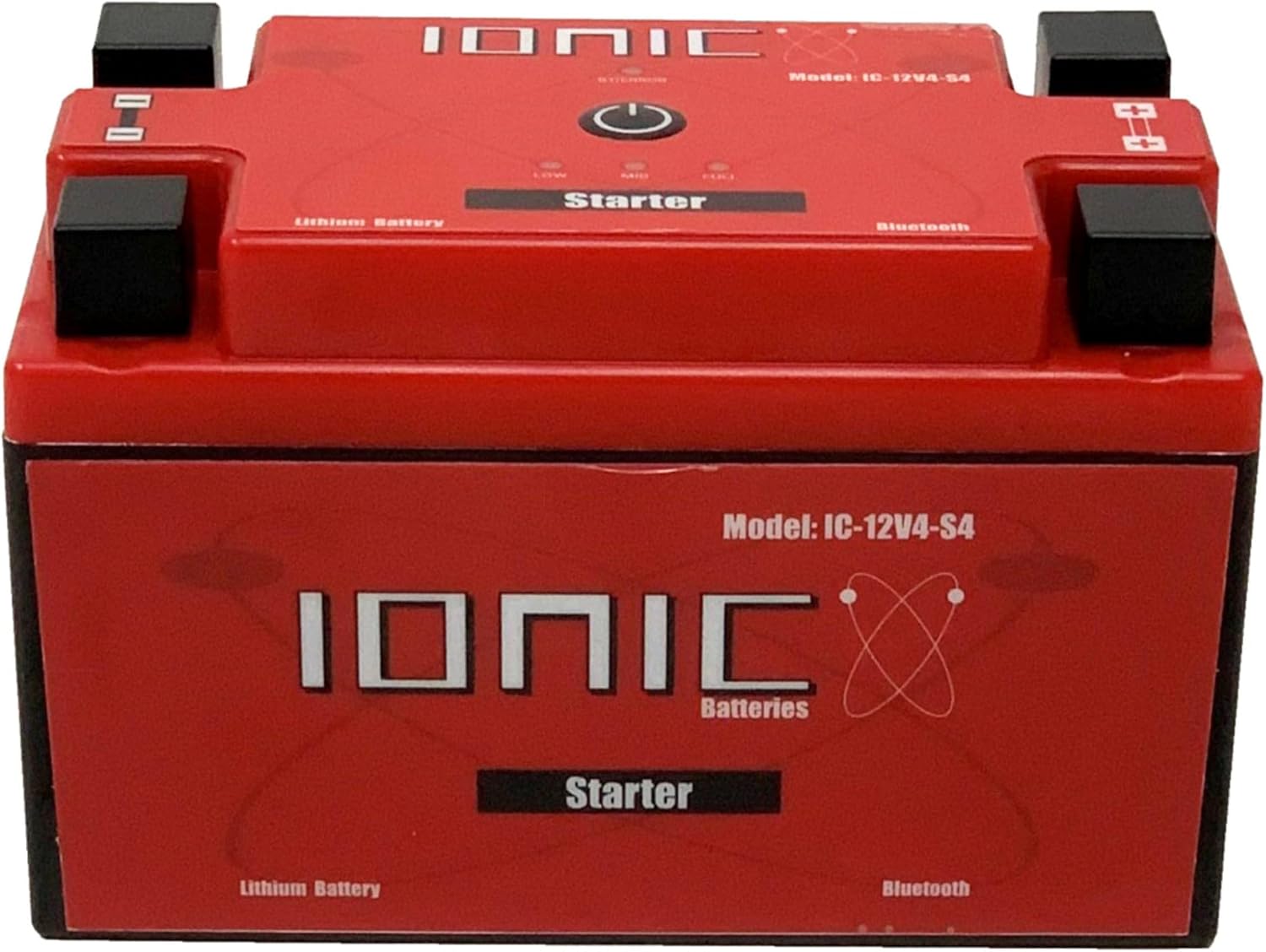 Ionic Lithium 12V Starter Battery for Motorcycles, UTVs, and ATVs - 12V Battery with 500CA - Bluetooth Capability - 3.3lbs - IC-12V4-S4-P