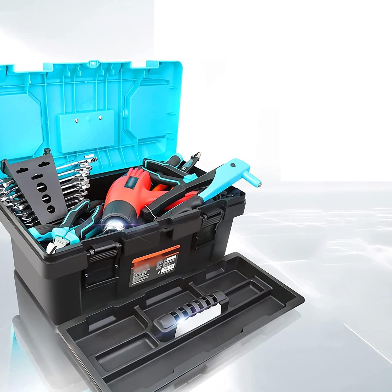 LIOONS Tool Box Plastic Portable Tool Boxes Lightweight Tool Kit with Removable Inner Tray and Handle Storage Case Storage Tool Set