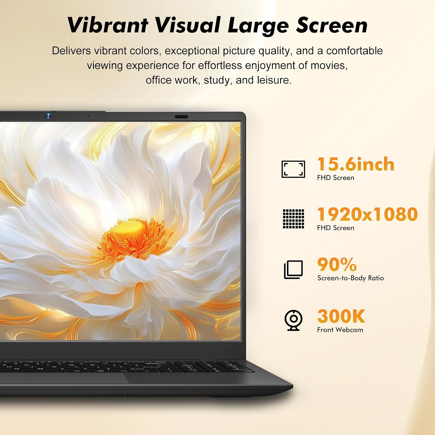 15.6 Inch Laptop Computer, Laptop with Gold 6500Y (Beat N5095, Up to 3.4GHz), 32GB RAM 1TB SSD, 1080P FHD IPS Display, Bluetooth, WiFi, HDMI, Type-C, 38WH Battery, Laptops