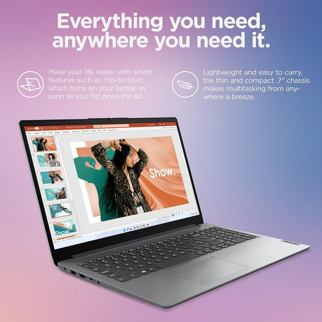 Lenovo 15.6' FHD Laptop Computers for Home Student Study, Intel Processor, 8GB DDR4 RAM, 256GB PCIe SSD, WiFi 6, Bluetooth 5.2, Type-C, HDMI, Webcam, Cloud Grey, Windows 11 Pro (Renewed)