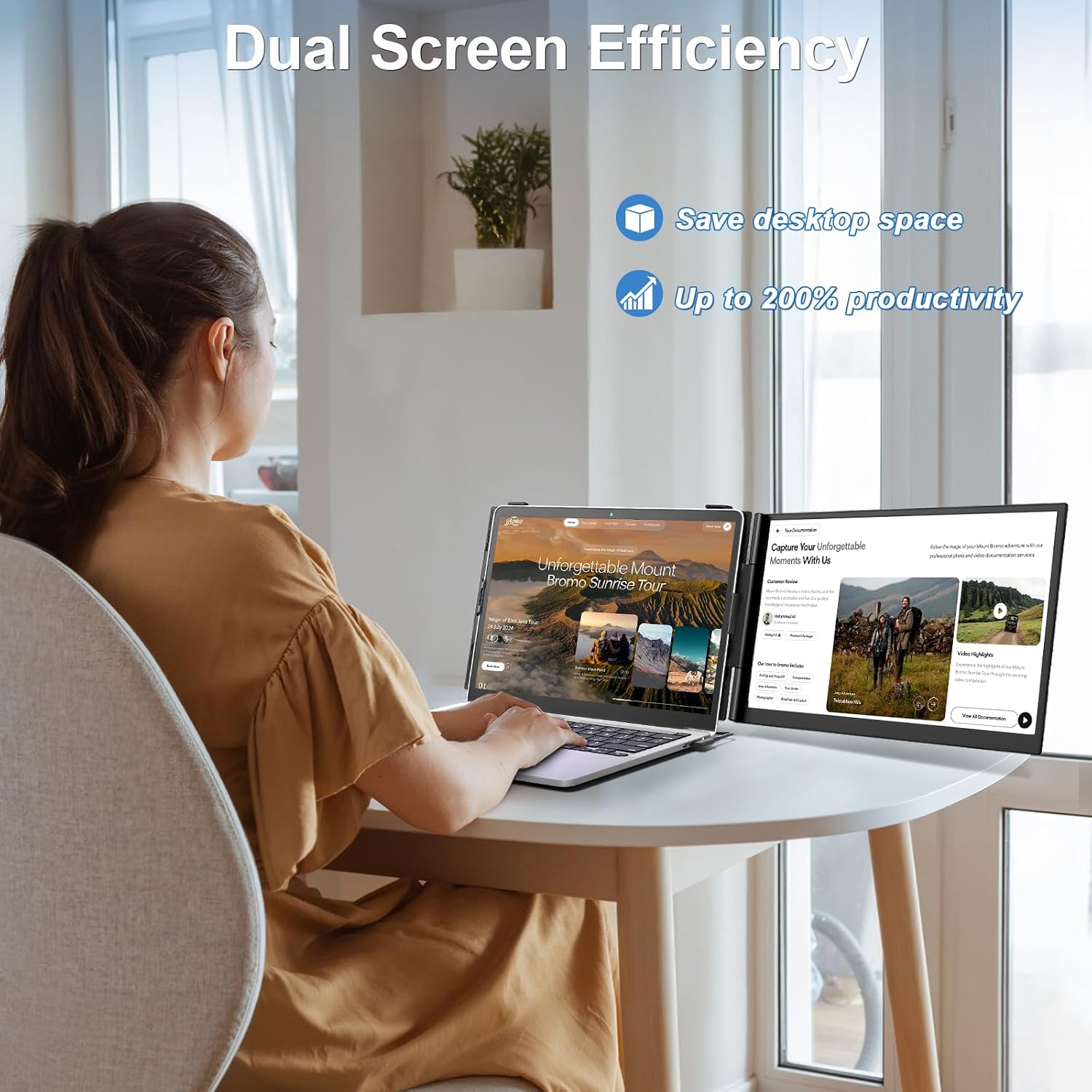 Laptop Screen Extender, Ultra-Thin 14' FHD 1080P Portable Monitor for Laptop, 1.3lbs Lightweight Dual Monitor Extender Plug & Play for 13'-17' Laptops, Compatible with Wins/Mac/Android/Chrome