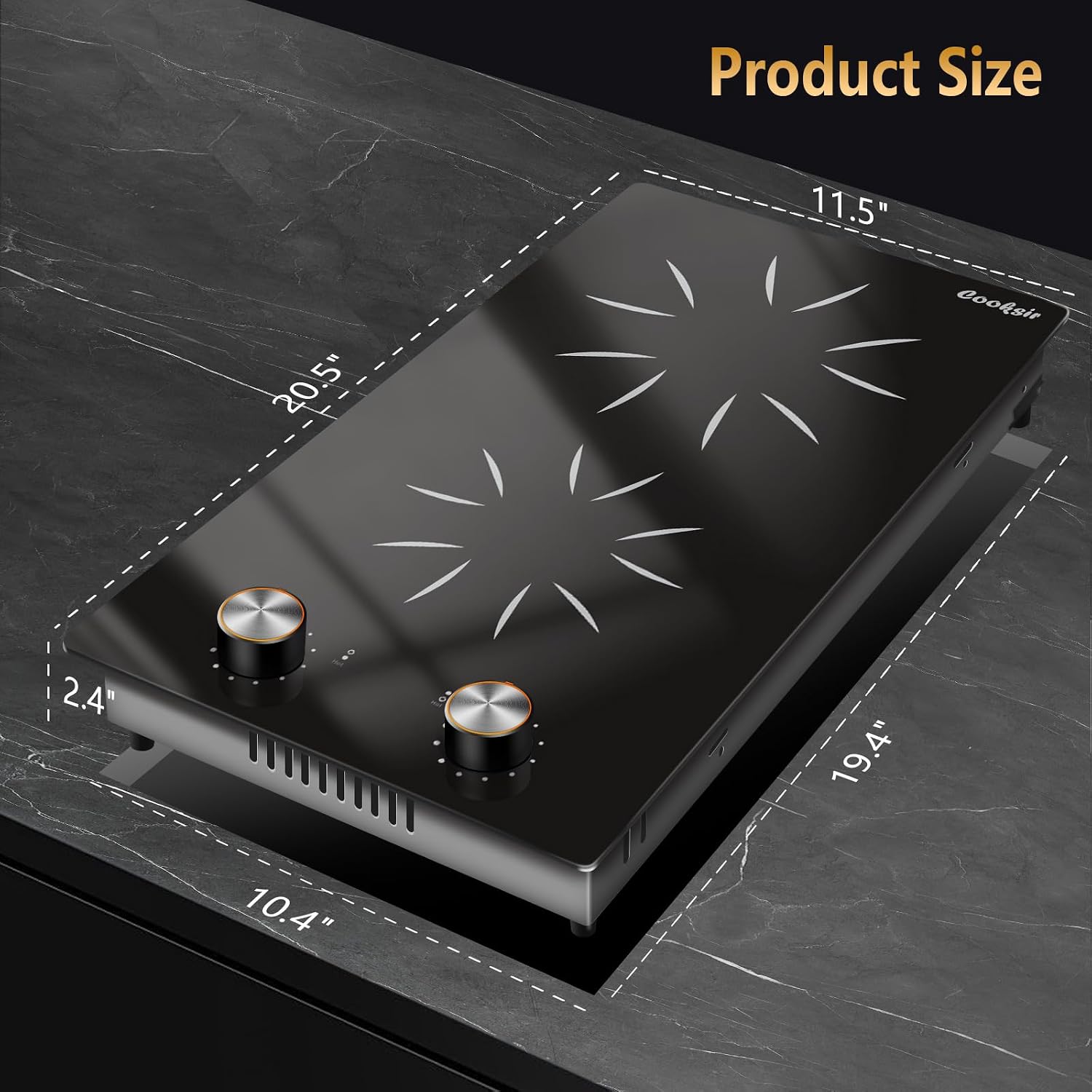 2 Burner Electric Cooktop, 12 Inch Electric Stove Top Built-in & Countertop, 110V Two Burner Electrical Cook Top with Knob Control, 9 Power Level, Over Heat Protection, 2000W, 110V Plug in