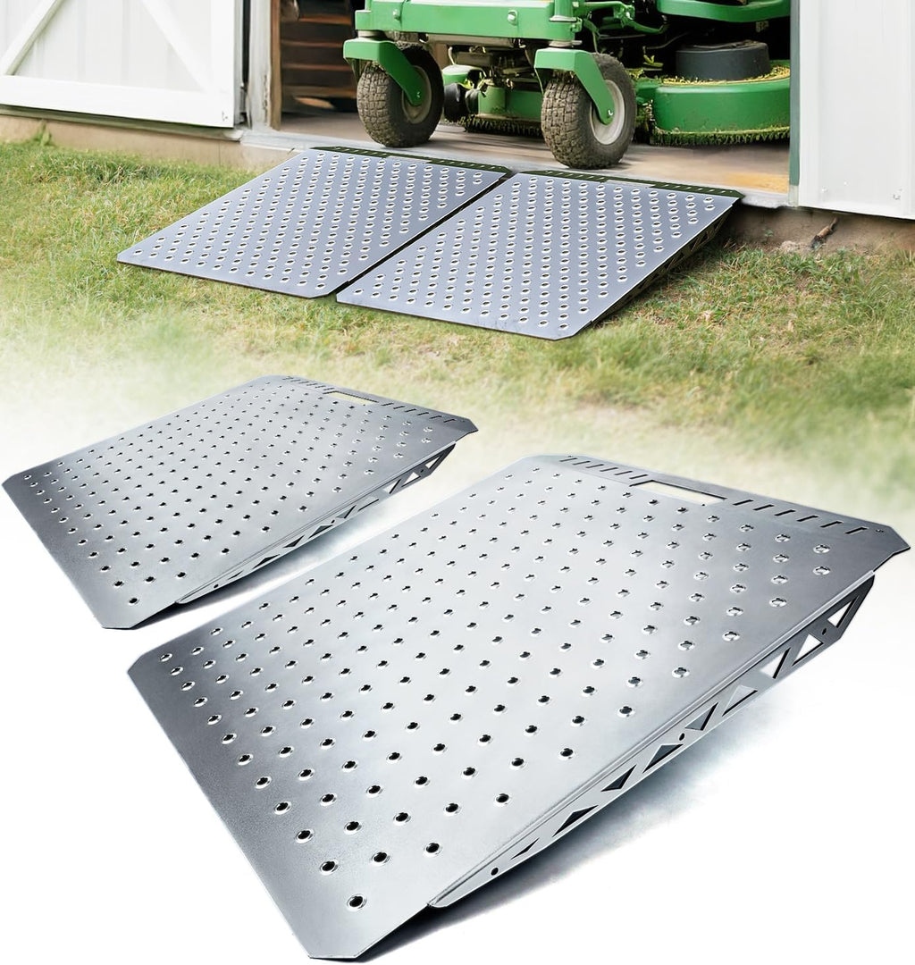 Heavy-Duty Shed Ramp Lawn Equipment Loading Ramps for Riding Mowers Bike Motorcycle Tractor Snow Blower Garden Cart,1500lbs Capacity Anti-Slip Punch Plate, Sheds Garage Access Ramp - 2 PCS