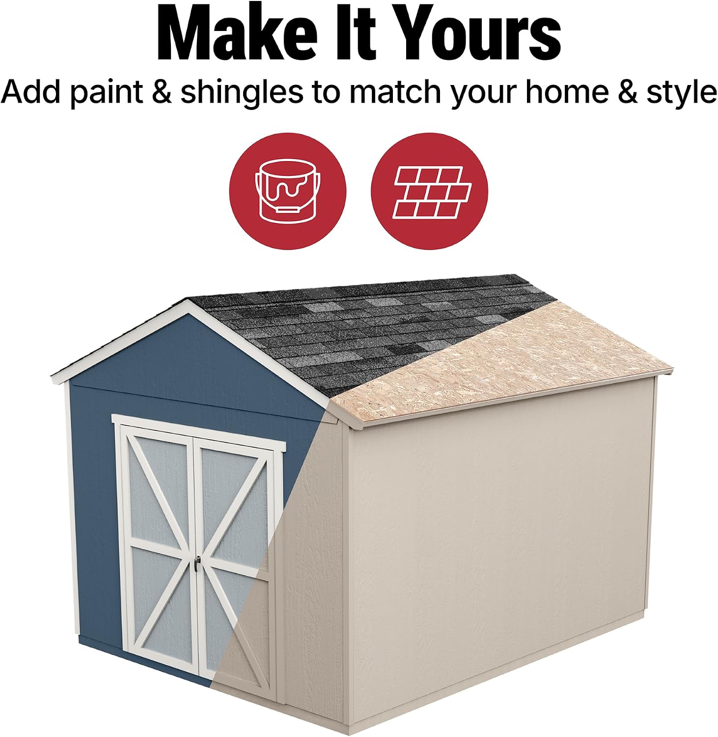 Handy Home Products Rookwood 10x10 Do-It-Yourself Wooden Storage Shed with Floor Kit- Does not Include Paint or Roofing Shingles