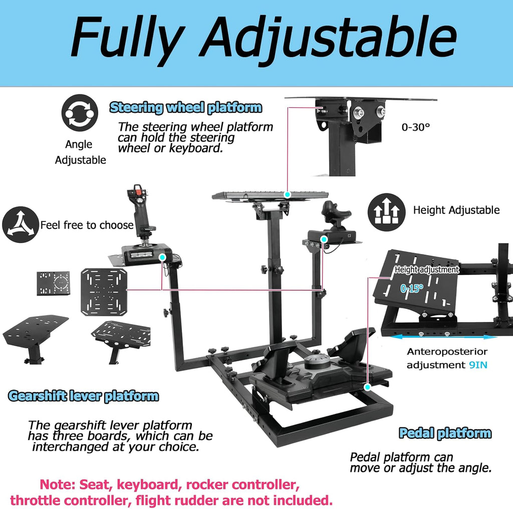 Anman Flight Racing simulator cockpit Wheel Stand Dual-Purpose Fit for Logitech Shifter Joystick Pedals,Thrustmaster/Hotas Warthog, Only Include Flight Joystick Mount Three Sizes Shift Lever Panels