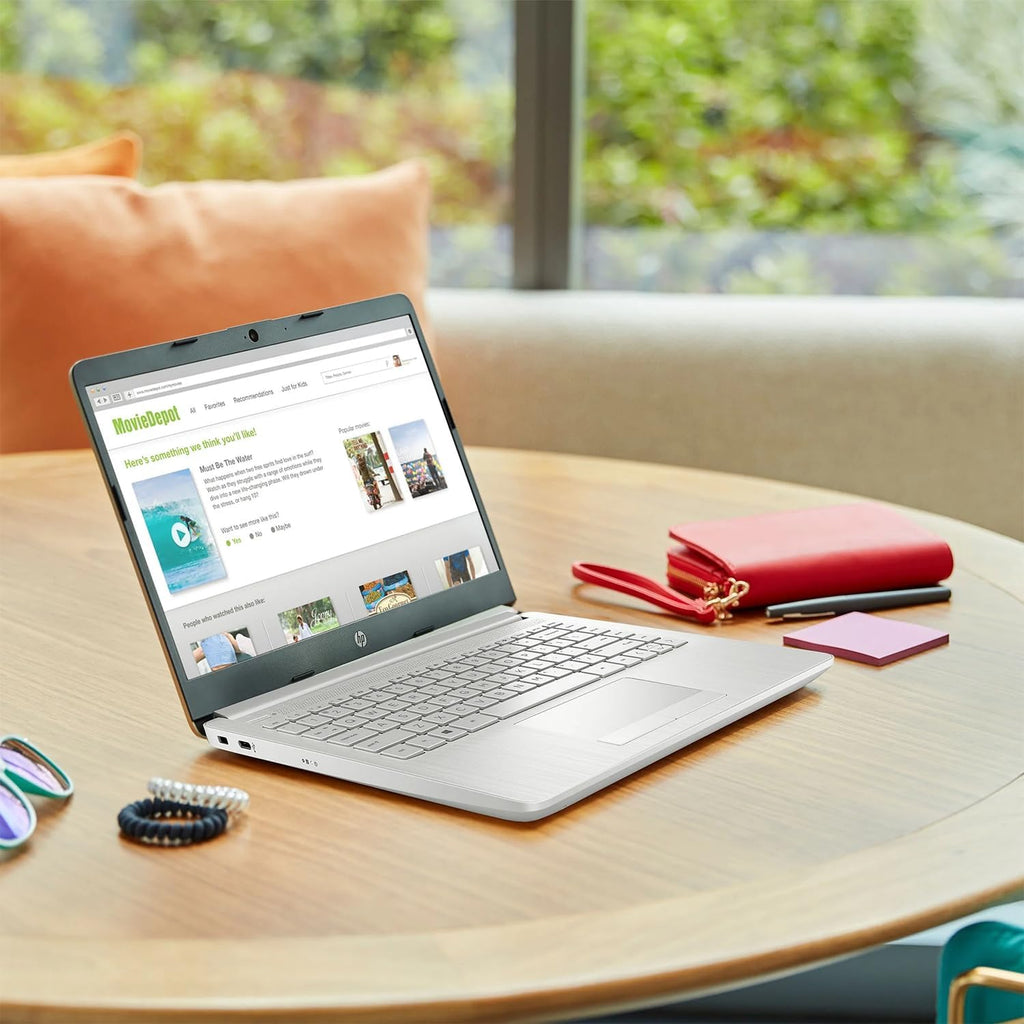 HP Portable Laptop, Student and Business, 14' HD Display, Intel Quad-Core N4120, 8GB DDR4 RAM, 64GB eMMC, 1 Year Office 365, Webcam, RJ-45, HDMI, Wi-Fi, Windows 11 Home, Silver