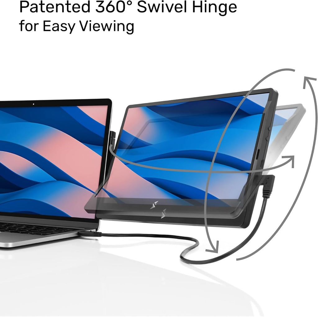 SideTrak Swivel 12.5' Portable Monitor for Laptop, Patented Swivel Hinge, Laptop Screen Extender | FHD Dual Screen w/Kickstand, USB or HDMI, Mac, PC, Chromebook Compatible (Single Monitor)