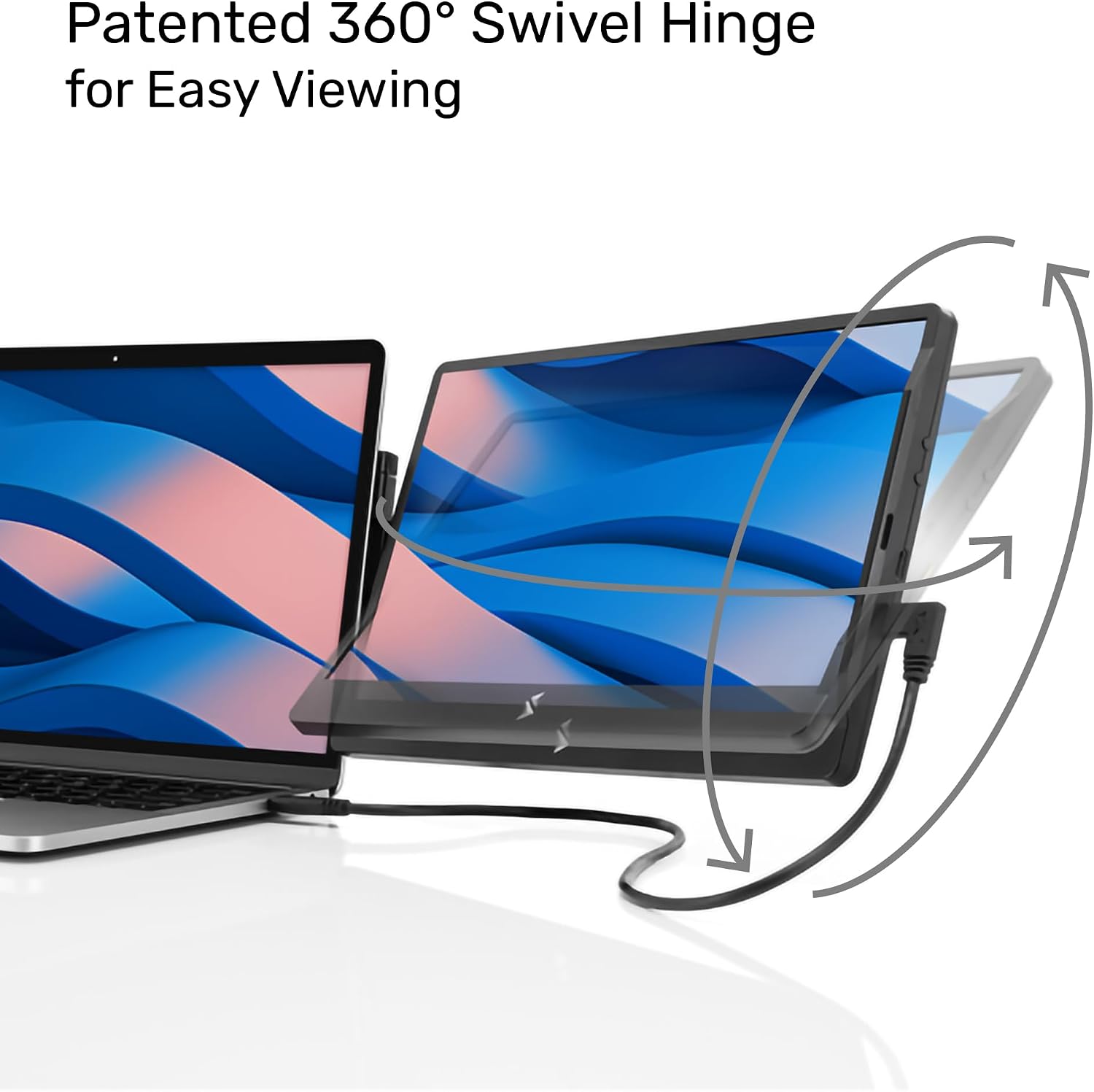 SideTrak Swivel 12.5' Portable Monitor for Laptop, Patented Swivel Hinge, Laptop Screen Extender | FHD Dual Screen w/Kickstand, USB or HDMI, Mac, PC, Chromebook Compatible (Single Monitor)