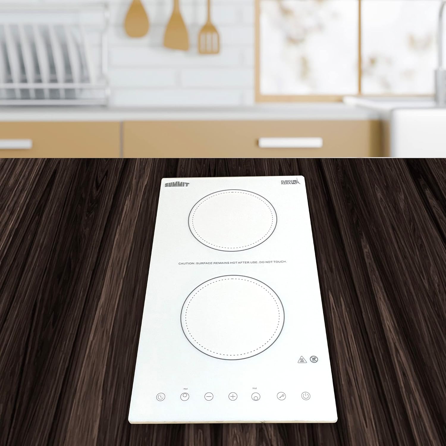 Summit 12' 2 Burner Electric Cooktop 115 Volt Radiant Cooktop, ADA Compliant, White- CR2B15T2W