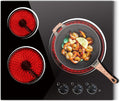 Electric Cooktop 24 Inch - 5700W 3 Burner Electric Stove with Knob Conrol, 220-240V Electrics Stove Top 24'', Built-in, Automatic Shutdown & 9 Heating Levels, Residual Heat Warning, Hard Wire