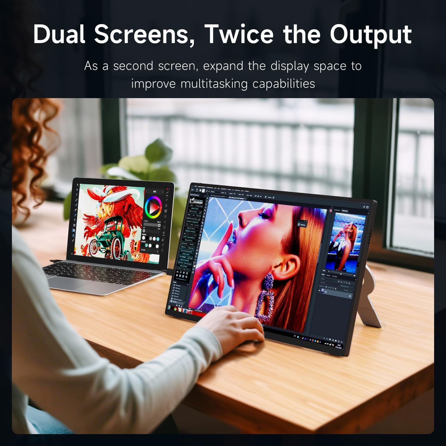AYY Portable Monitor 18.5 Inch 100Hz 100% sRGB,1080P FHD IPS Large Portable Monitor with Kickstand,for Laptop HDMI HDR USB C Mac PC Xbox PS4/5 Switch