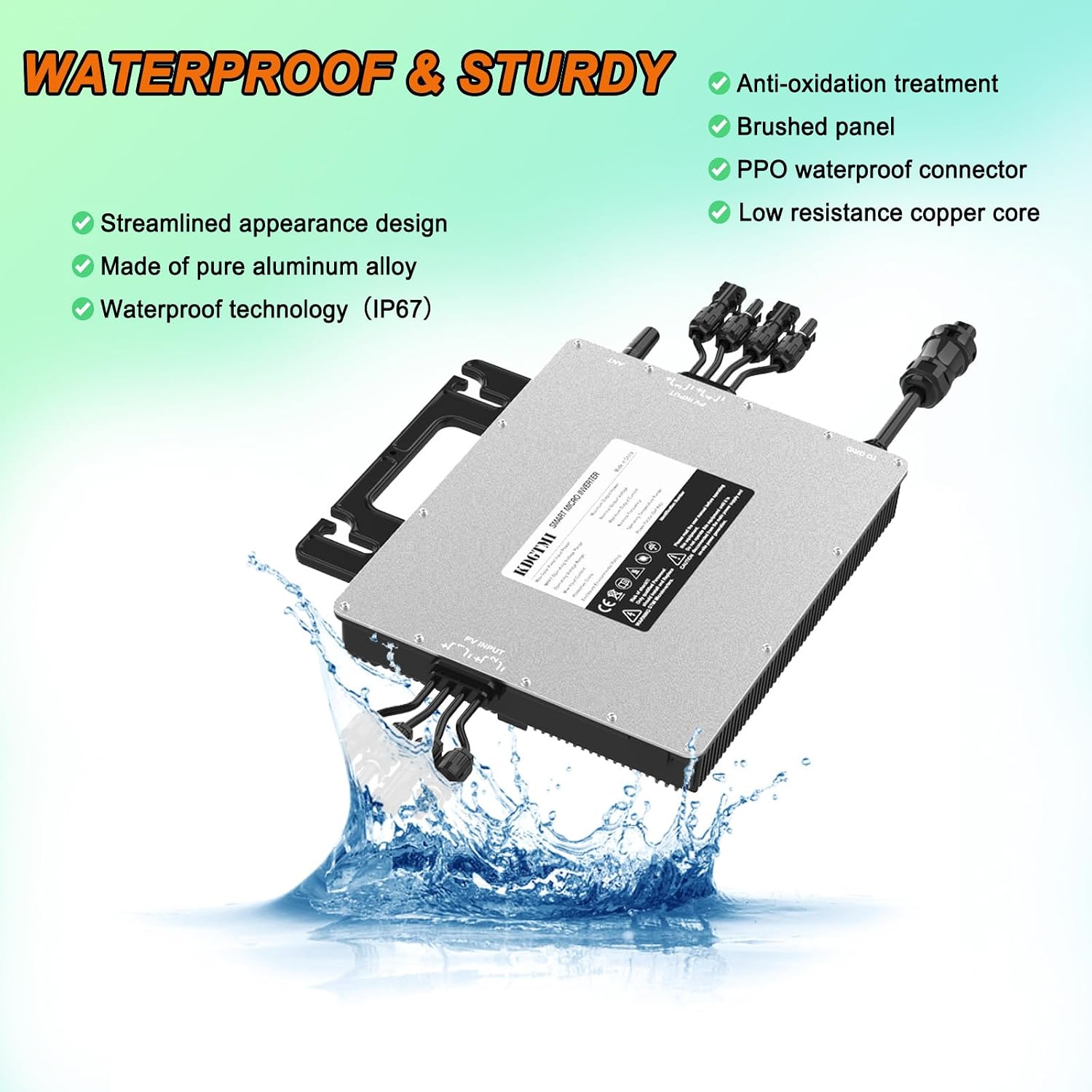 GTMI-2000W Micro Inverter, Solar Grid-Connected System, IP67 Waterproof, Automatic Identification, Balcony Power Generation, DC to AC