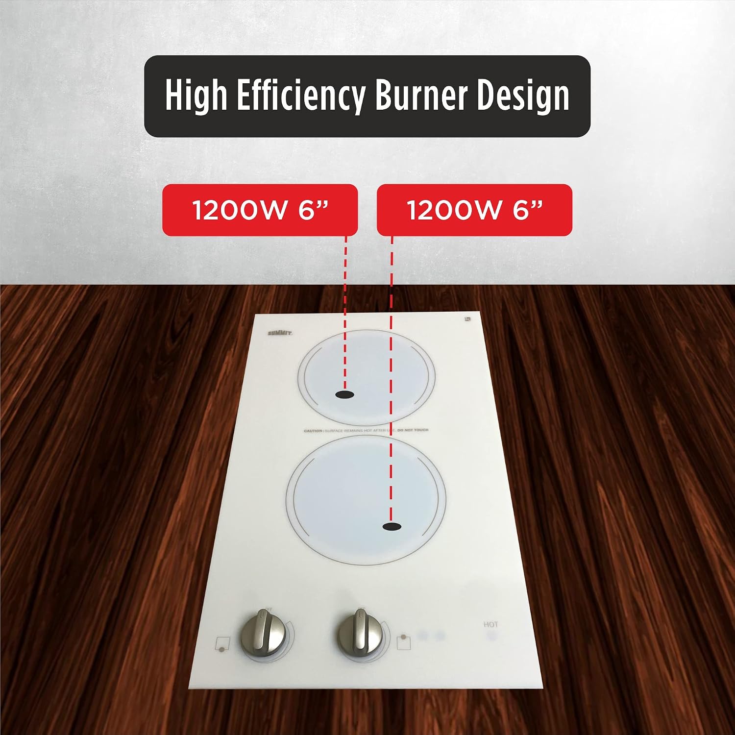 Summit 12' 2 Burner Electric Cooktop. 220-240 Volt Radiant Cooktop, ADA Compliant, White- CR2220WHE
