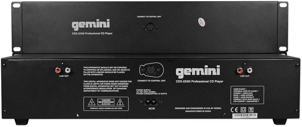 Gemini CDX-2250i Pro DJ Dual Two Deck Rack Mount CD/MP3 Media Player w/USB Bundle with Rockville RXS20 Portable Mixer Stand - Adjustable Height and Width!