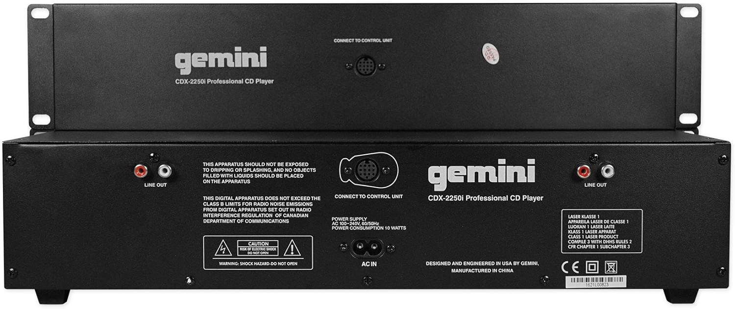 Gemini CDX-2250i Pro DJ Dual Two Deck Rack Mount CD/MP3 Media Player w/USB Bundle with Rockville RXS20 Portable Mixer Stand - Adjustable Height and Width!