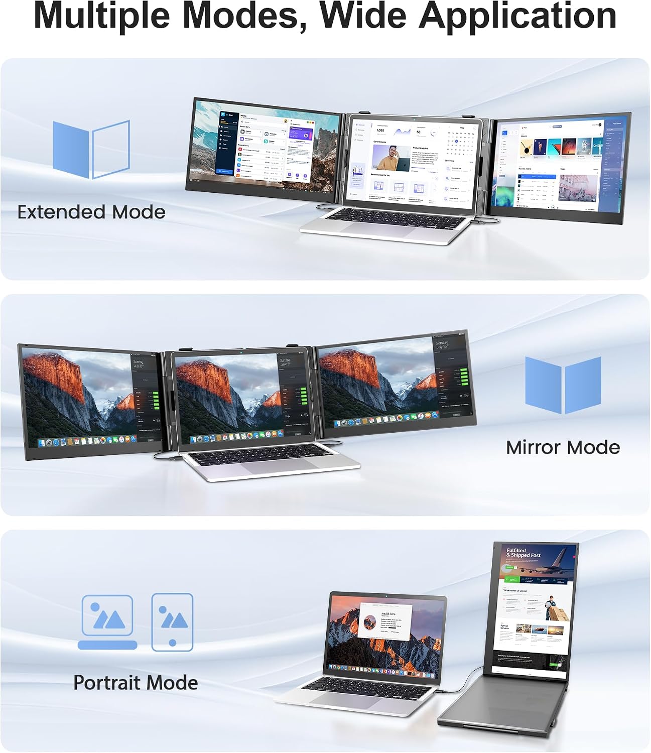 Laptop Screen Extender, Ultra-Thin 14' FHD 1080P Portable Monitor for Laptop, 2.2lbs Lightweight Triple Monitor Extender Plug & Play for 13'-17' Laptops, Compatible with Wins/Mac/Android/Chrome