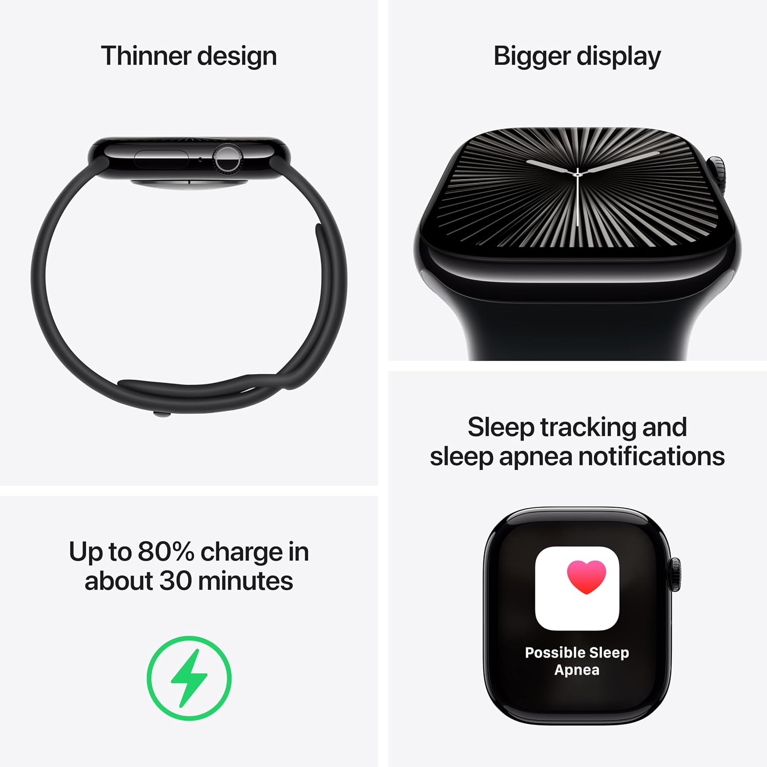 Apple Watch Series 10 [GPS 42mm case] Smartwatch with Jet Black Aluminum Case with Ink Sport Loop. Fitness Tracker, ECG App, Always-On Retina Display, Carbon Neutral