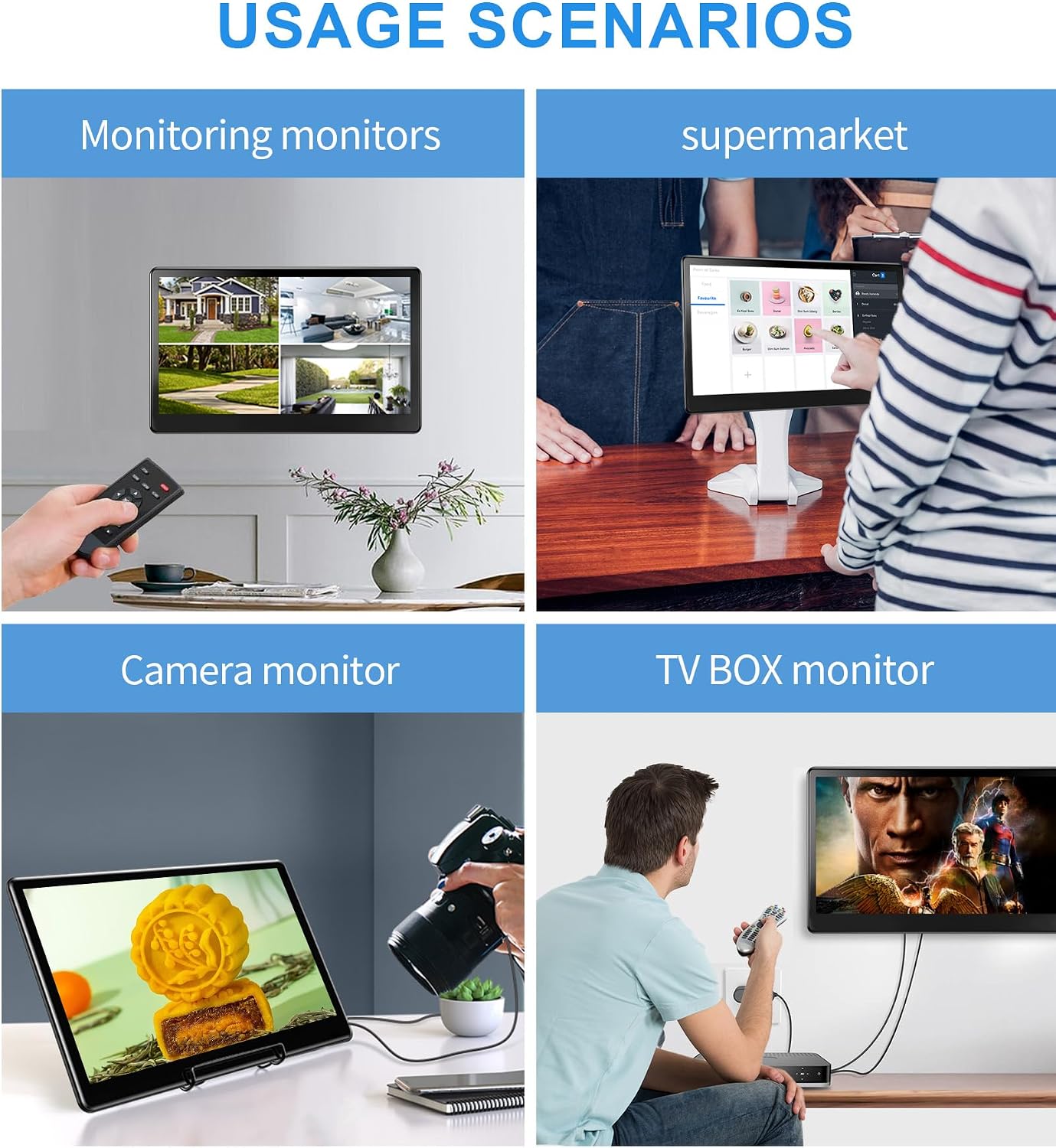 15.6' Portable Touchscreen Monitor, FHD 1920×1080 IPS Ra Pi Touch Screen Monitor for Laptop HDMI VGA DVI 10-Point Touchable Display VESA 75x75 Mountable for Laptops PC Pi POS Kiosk Home Industrial