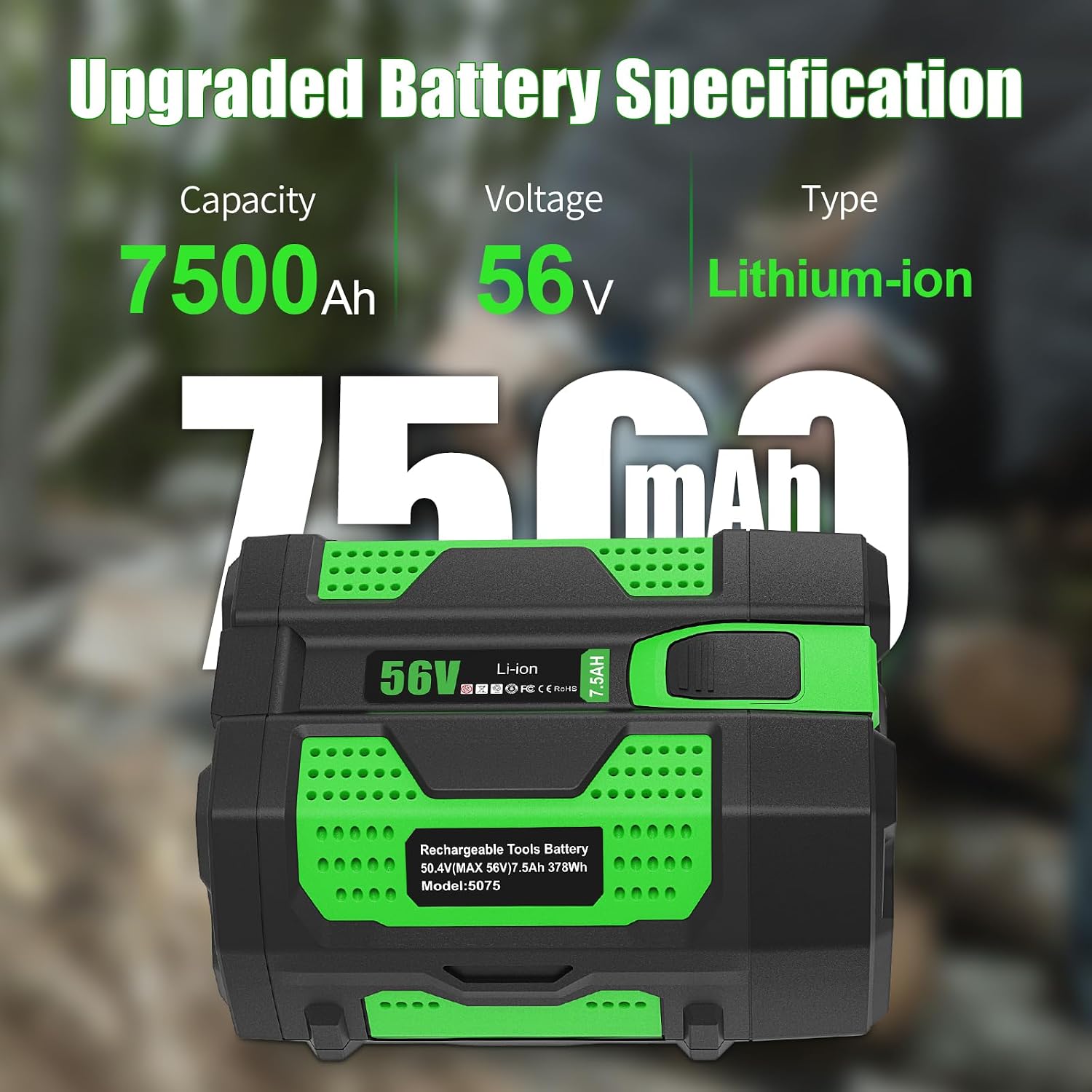 Upgraded 56V 7.5Ah Battery Replacement for EGO Lawn Mower,7500mAh Rechargeable Battery Compatible with EGO 56V Power Tools BA2800 BA2800T BA4200 BA4200T BA1400 BA1400T BA5600T