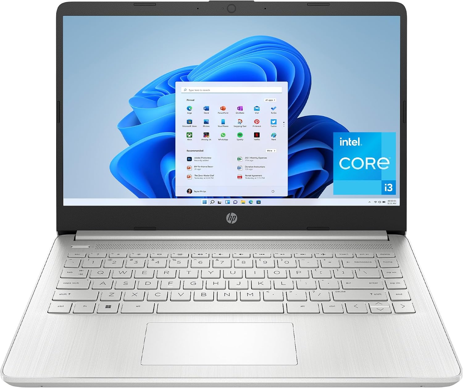HP 14 inch Laptop, HD Display, Intel Core i3-1215U, 8 GB RAM, 256 GB SSD, Intel UHD Graphics, Windows 11 Home in S Mode, Natural Silver, 14-dq5009nr