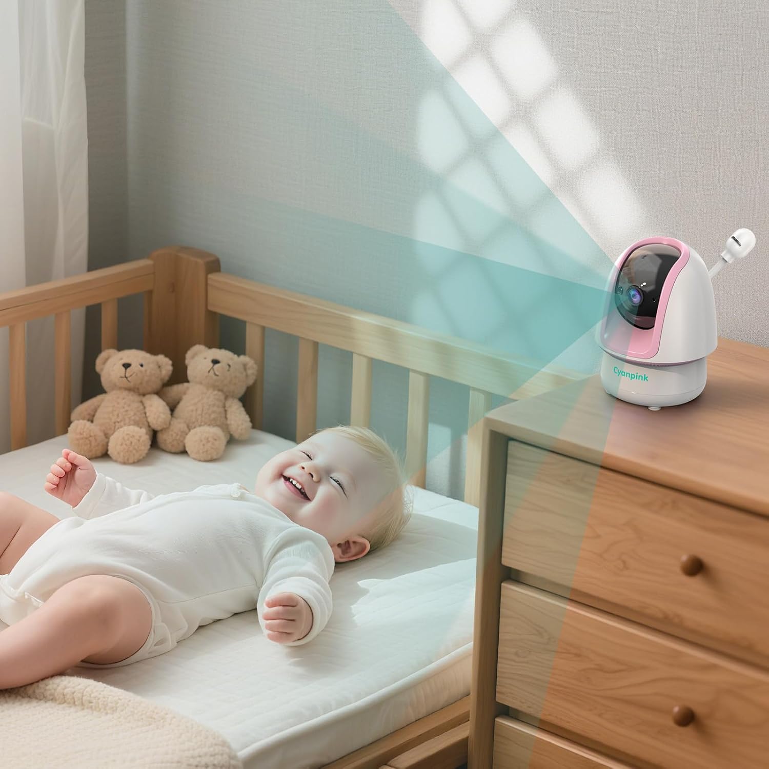 Video Baby Monitor, 2000ft Long Range, Enhanced Signal Stability, No WiFi, 5' HD Screen, 5000mAh, 1080p Camera, Super Clear Night Vision, Pan-Tilt-Zoom, 2-Way Audio, AI Cry & Motion Alarm